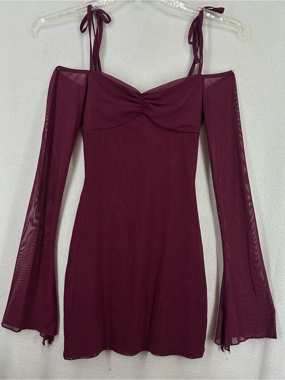 NWT Edikted Ariel Off Shoulder Mesh Mini‎ Dress XS Red